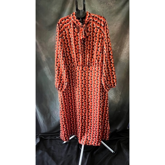 Worthington Dresses & Skirts - Worthington Women's Geometric Print‎ Long Sleeve Maxi Dress Size 2X Orange